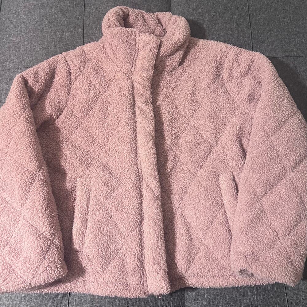 Angel Kiss EUC Cropped, Pink Sherpa, Teddy Bear Coat